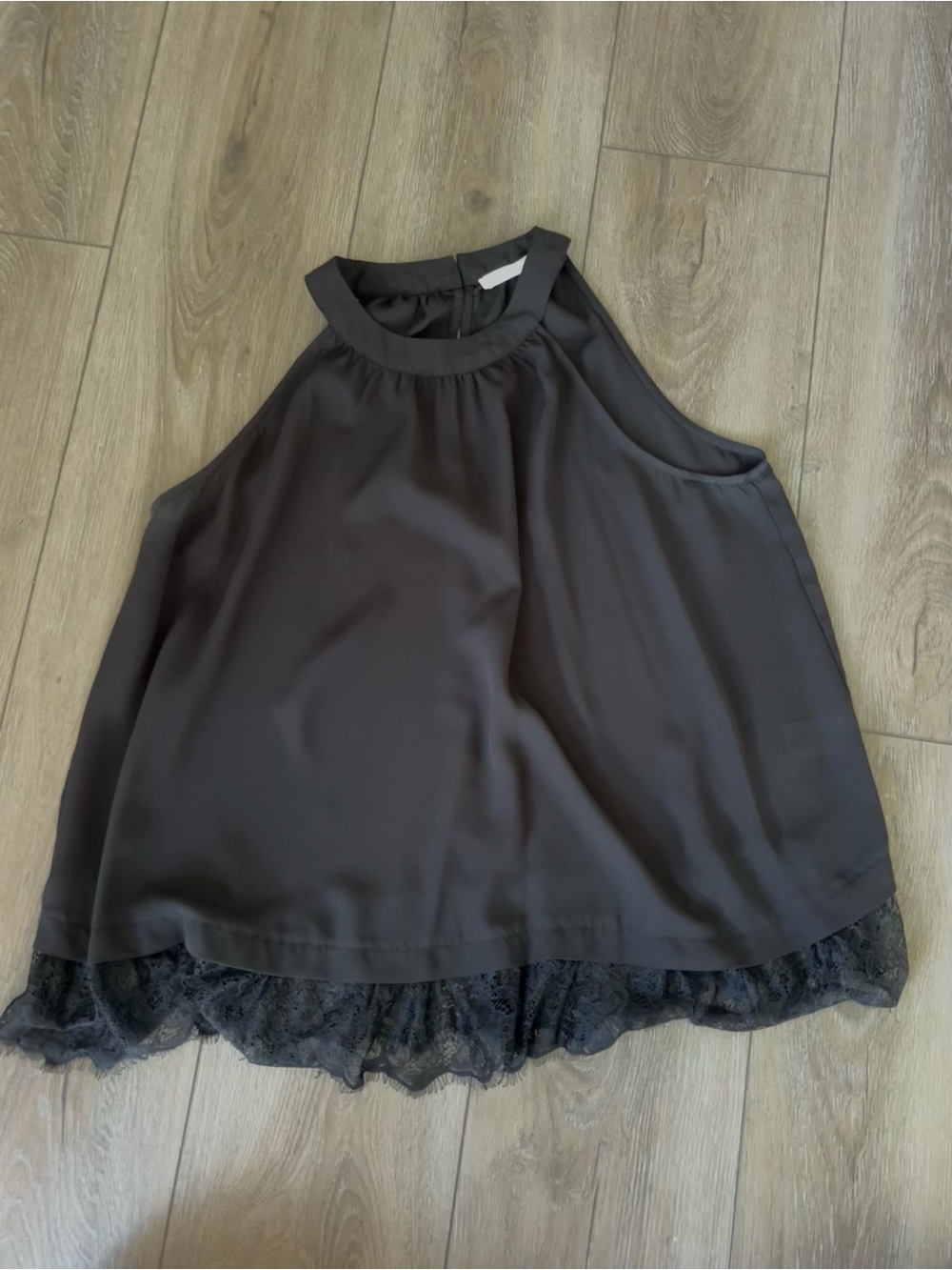 Elodie Black Lace-Hem Halter Cami